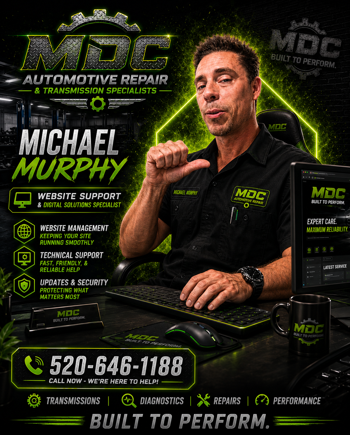 Michael Murphy — Website Support & Digital Solutions Specialist. Call 520-646-1188.